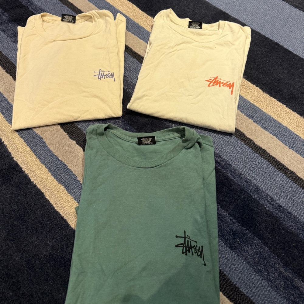 Stussy MENS BUNDLE Tees in Cream, White, and Green